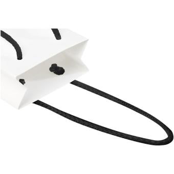 Handgefertigte 170 g/m² Integra-Papiertüte mit Kunststoff Kordelgriffen – 9,5 × 4 × 17 cm Weiß/schwarz