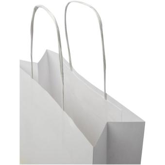 Kraftpapiertasche 120 /m² mit gedrehten Griffen – klein Weiß