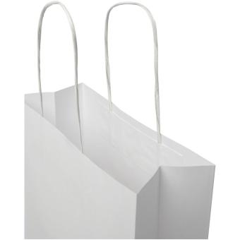 Kraftpapiertasche 120 g/m² mit gedrehten Griffen – 24 × 9 × 32 cm Weiß