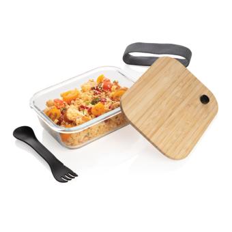 XD Collection Glass lunchbox with bamboo lid Transparent