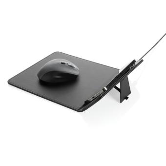 Swiss Peak RCS recycled PU 10W wireless charging mousepad Black