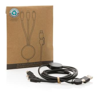 XD Collection RCS recycled TPE and recycled plastic 6-in-1 cable Black