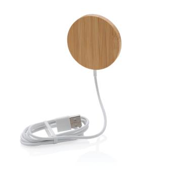 XD Collection 10W bamboo magnetic wireless charger Brown