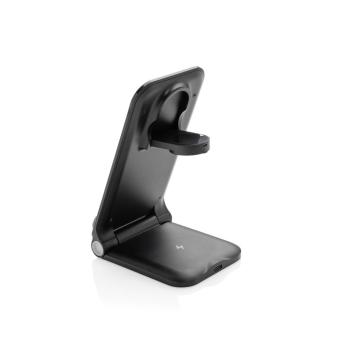 XD Collection Powerpal 3-in-1 15W-Ladegerät aus RCS recyceltem Kunststoff Schwarz