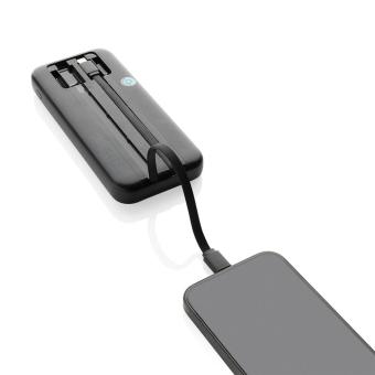 XD Collection Turbopack RCS rplastic powerbank 10.000 integrated cables Black