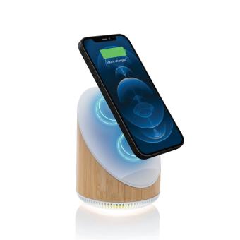XD Xclusive Ovate bamboo 5W speaker with 15W wireless charger Brown