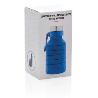 XD Collection Leakproof collapsible silicone bottle with lid Aztec blue