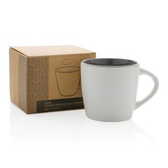 XD Collection Keramiktasse innen coloriert, 300ml Weiß/grau