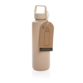 XD Collection RCS certified recycled PP water bottle with handle Brown