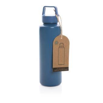 XD Collection RCS certified recycled PP water bottle with handle Aztec blue