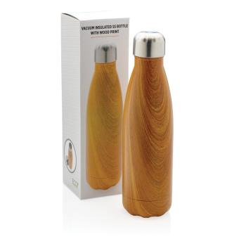 XD Collection Vakuumisolierte Stainless Steel Flasche mit Holzoptik Gelb