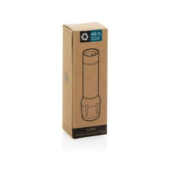 XD Collection Flara USB-aufladbare Taschenlampe aus RCS recyceltem ABS Schwarz