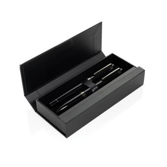 Swiss peak OSLO recycled stainless steel deluxe pen set Black