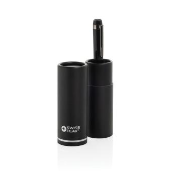 Swiss peak OSLO recycled stainless steel deluxe pen Black