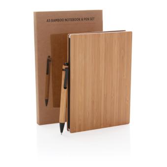 XD Collection A5 Bamboo notebook & pen set Brown