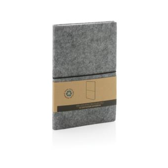 XD Collection GRS certified recycled felt A5 softcover notebook Convoy grey