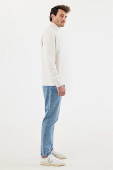 IQONIQ Elgon recycled cotton quarter zip sweater, ivory white, pebble gray Ivory white, pebble gray | XXS