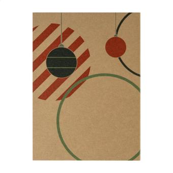 FestiCard Kraft Weihnachtskarte, Kugel Natur blau