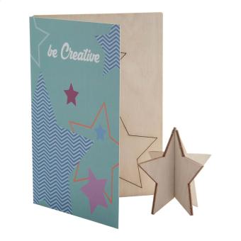 CreaX Christmas card, star Nature blue
