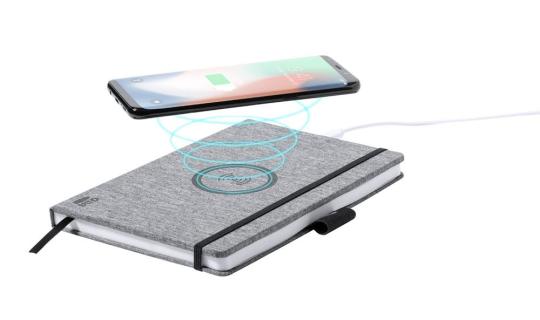 Bein Notizbuch mit Wireless-Charger Grau