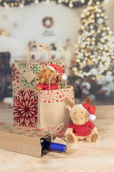 Mjukren RPET Plüsch-Weihnachtsrentier, natur Natur,rot