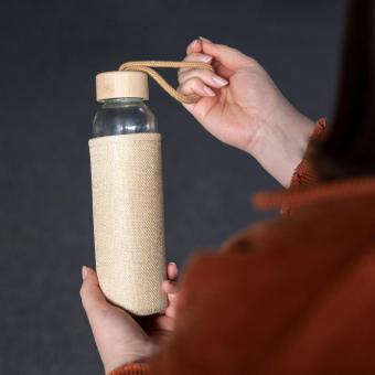 Glasflasche mit Hülle "Natural", 0,5l Transparent