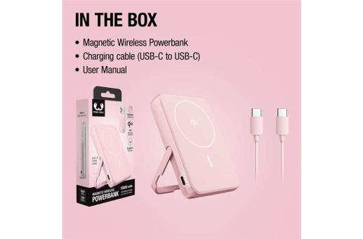 Fresh 'n Rebel Wireless Powerbank 10000mAh Compatible with MagSafe Pink