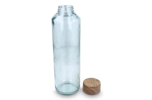 InSideOut Recycelte Glaswasserflasche ReuuZ mit Holzverschluss 650 ml Transparent