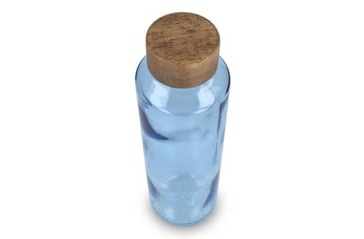 InSideOut Recycelte Glaswasserflasche ReuuZ mit Holzverschluss 650 ml Transparent hellblau