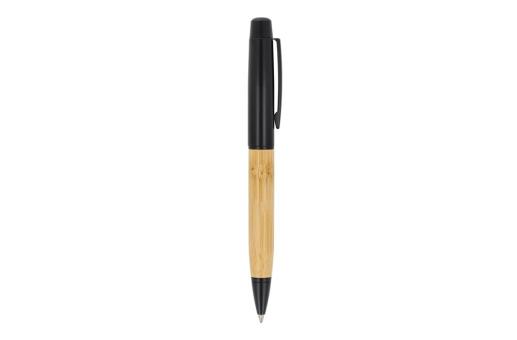 Metal Ball pen bamboo in tube Black