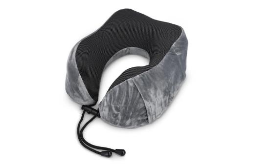 Contoured memory foam travel pillow with EVA case Convoy grey