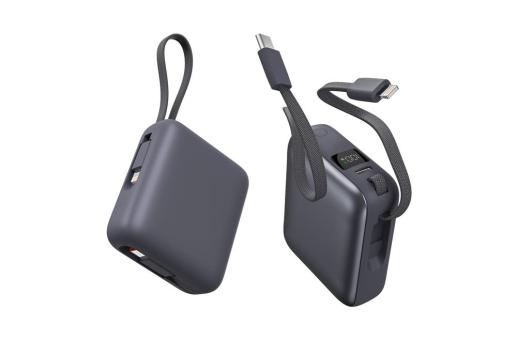 Nova Powerbank 22.5W Power Delivery with built in cables 10000 mAh Dark grey