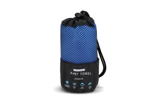 R-PET quick dry sports towel 40x80cm with pouch (200g/m²) sublimation Aztec blue