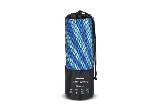 R-PET quick dry beach towel 100x180cm with pouch (200g/m²) sublimation Aztec blue