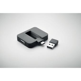 SQUARE-C 4 Port USB Hub Schwarz