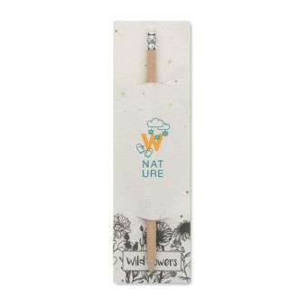 PENSEED Natural pencil in seeded pouch White