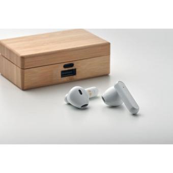 OREBAM TWS earbuds in bamboo case Timber