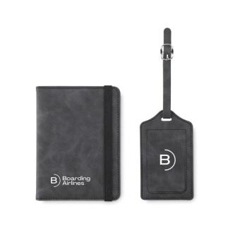 JETTAG Passport and luggage tag set Stone