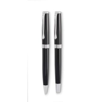 LYON SET Ball pen and roller set Black