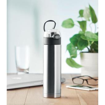 NUUK LUX Double wall bottle 400ml Flat silver